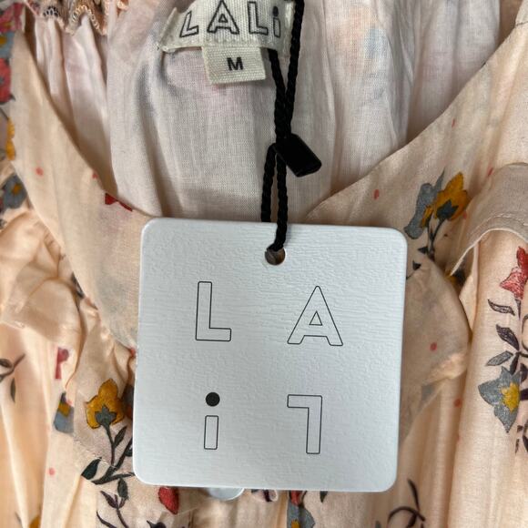 Lali Blush Pink Floral Butterfly Midi Dress Size Medium - Picture 3 of 8